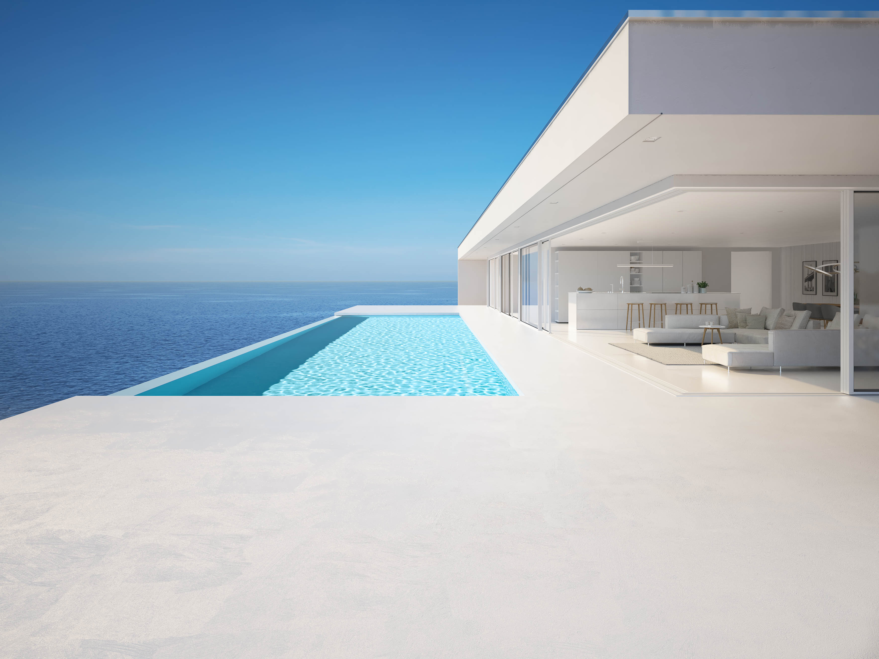 Modern luxury villa with infinity pool overlooking Mediterranean Sea on Costa Brava